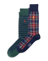 Polo Ralph Lauren Holiday Plaids Crew Socks, Pack of 2