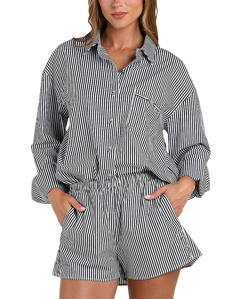 L'Agence Lorena Voyage Resort Shirt Swim Cover-Up