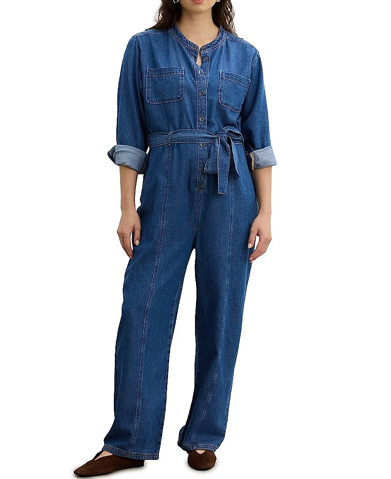 Hatch Collection The Drapey Denim Maternity Jumpsuit