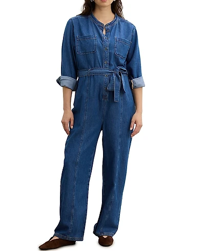 Hatch Collection The Drapey Denim Maternity Jumpsuit