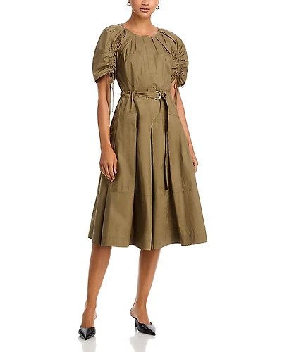 3.1 Phillip Lim Ruched Puff Sleeve Midi Dress