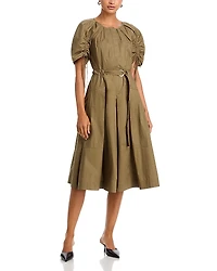 3.1 Phillip Lim Ruched Puff Sleeve Midi Dress