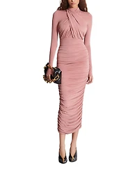 Balmain Pleated Jersey Midi Dress