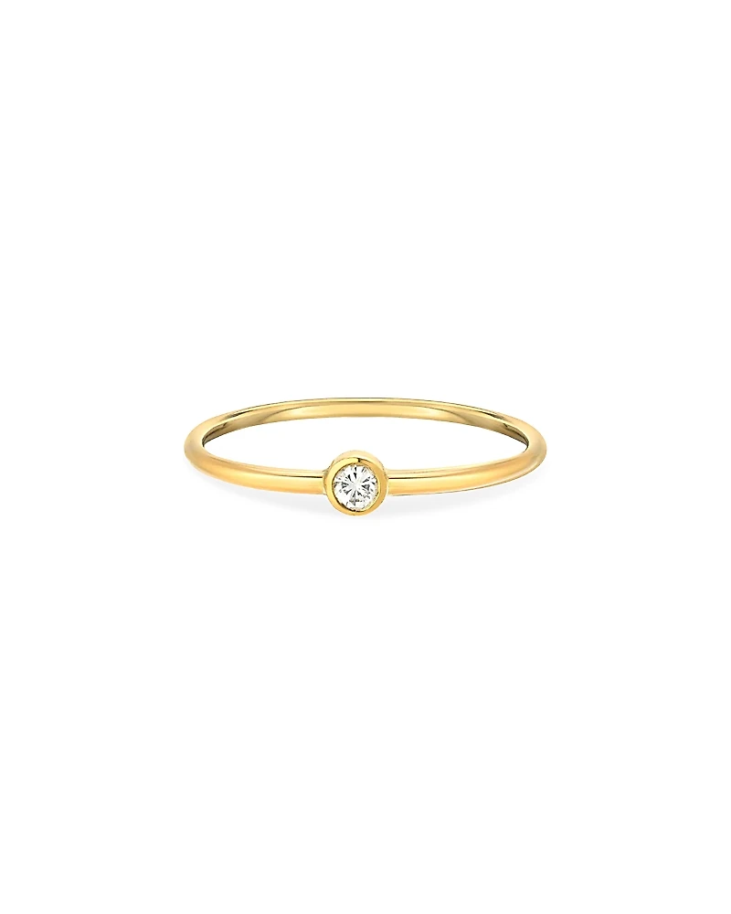 Zoe Lev 14K Yellow Gold Diamond Bezel Wire Stack Ring