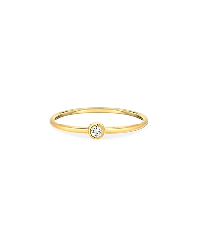 Zoe Lev 14K Yellow Gold Diamond Bezel Wire Stack Ring