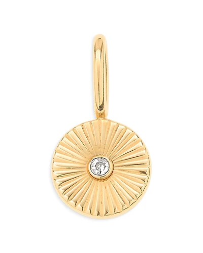 Adina Reyter 9K Yellow Gold Diamond Groovy Rays Mini Charm Pendant