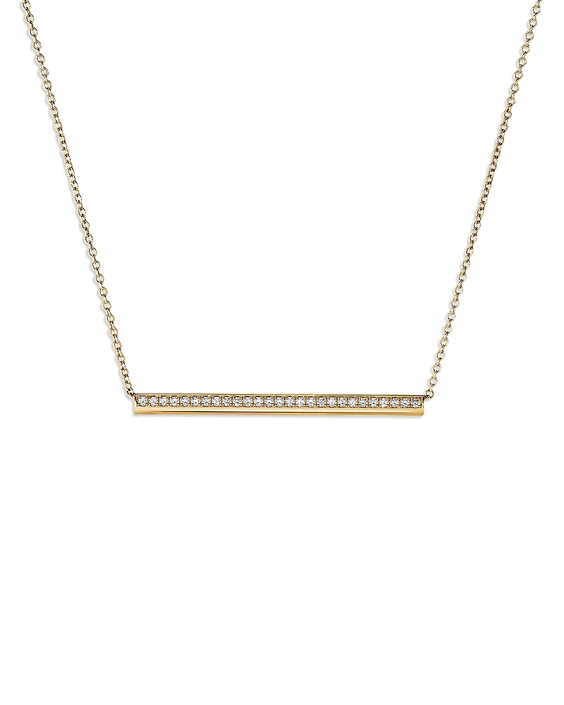Hearts On Fire 18K Yellow Gold Barre Diamond Pave Bar Necklace, 18