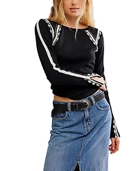 Free People Lost Love Contrast Trim Sweater