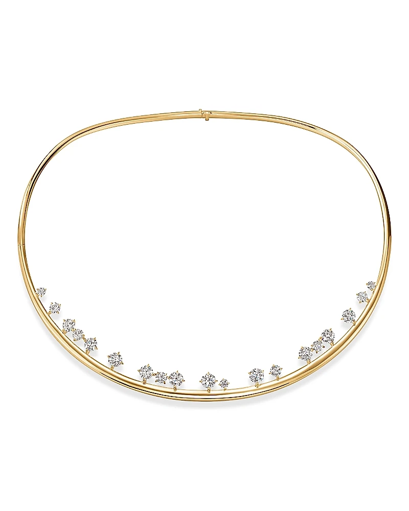 Hearts On Fire 18K Yellow Gold Barre Diamond Floating Choker Necklace, 15.5