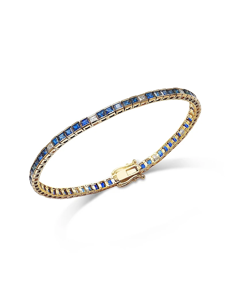 Bloomingdale's Fine Collection Sapphire & Diamond Tennis Bracelet