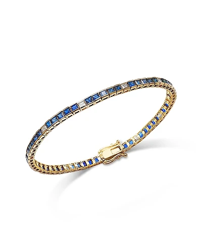 Bloomingdale's Fine Collection Sapphire & Diamond Tennis Bracelet