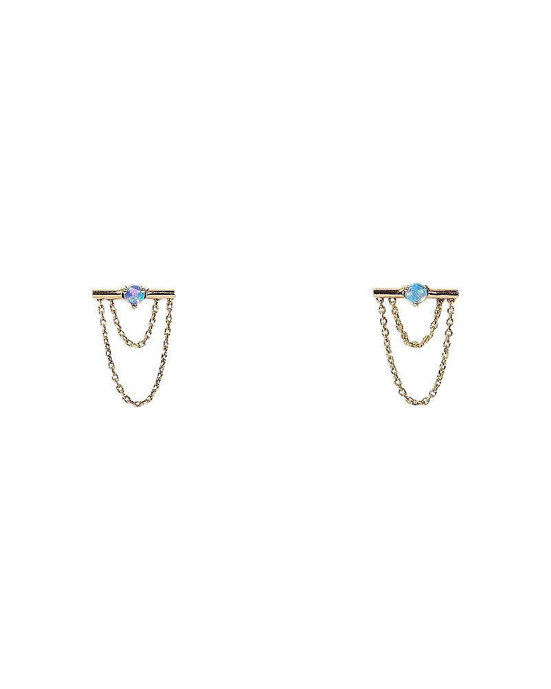 Wwake 14K Yellow Gold Opal Linn Chain Drop Earrings
