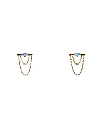 Wwake 14K Yellow Gold Opal Linn Chain Drop Earrings