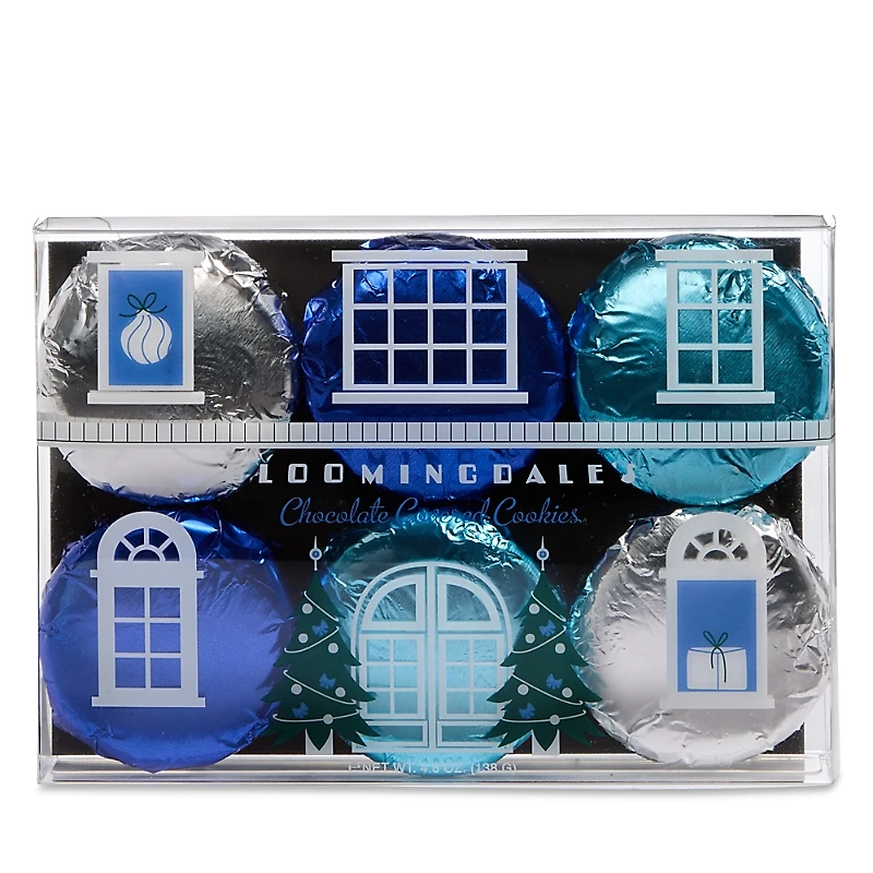 Bloomingdale's Milk Chocolate Drenched Sandwich Cookies Gift Box with Winter Color Foils, 6 Piece - Exclusive
