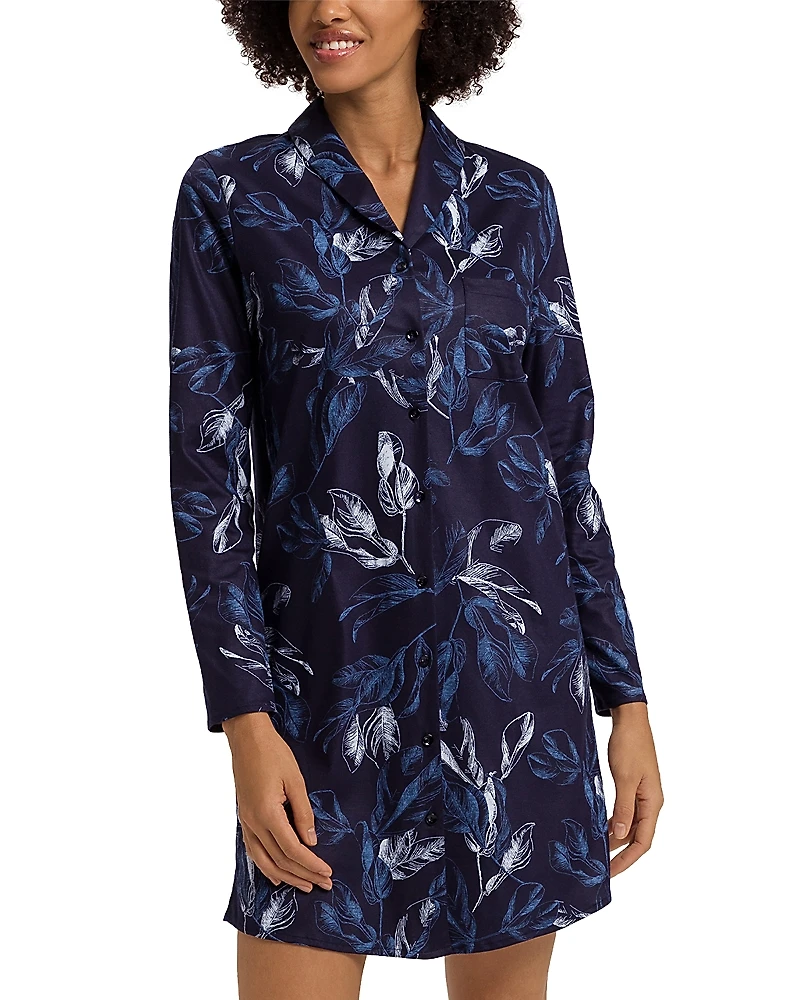 Hanro Loungy Nights Printed Long Sleeve Nightgown