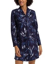 Hanro Loungy Nights Printed Long Sleeve Nightgown