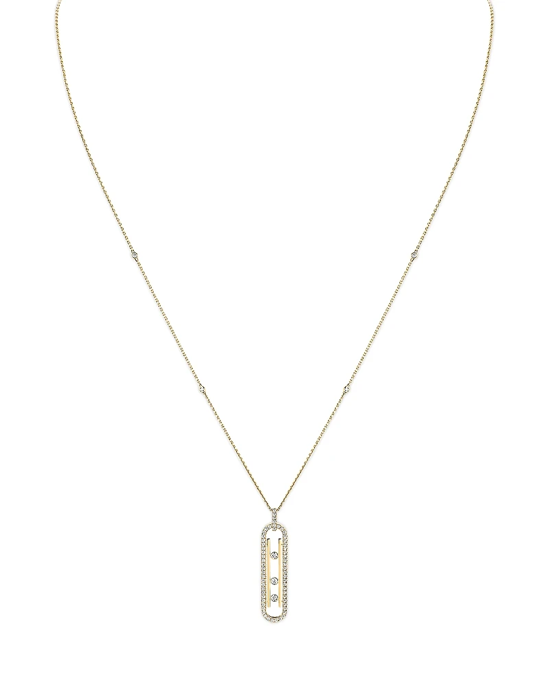 Messika 18K Yellow Gold Move 10th Birthday Diamond Oval Long Pendant Necklace, 31.4