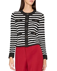 Milly Sequined Crewneck Cardigan Sweater