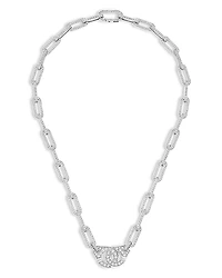 Dinh Van 18K White Gold Menottes Dinh Van Diamond Pave Large Link Handcuff Pendant Necklace, 17.72