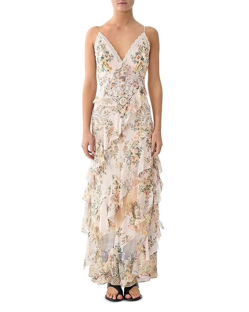 Camilla Silk Asymmetrical Ruffle Dress