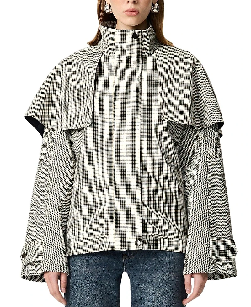 Nocturne Belted Glen Check Cape Trench