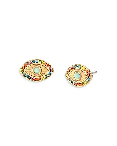 Kurt Geiger London Signature Rainbow Crystal Evil Eye Stud Earrings