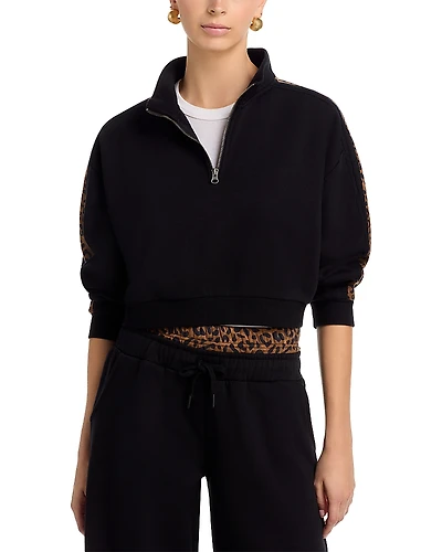 Vintage Havana Leopard Print Surfwash Quarter Zip Sweatshirt