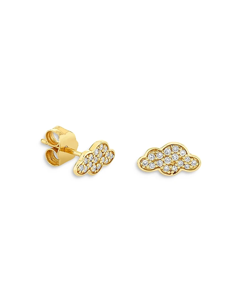 Sydney Evan 14K Yellow Gold Diamond Cloud Stud Earrings