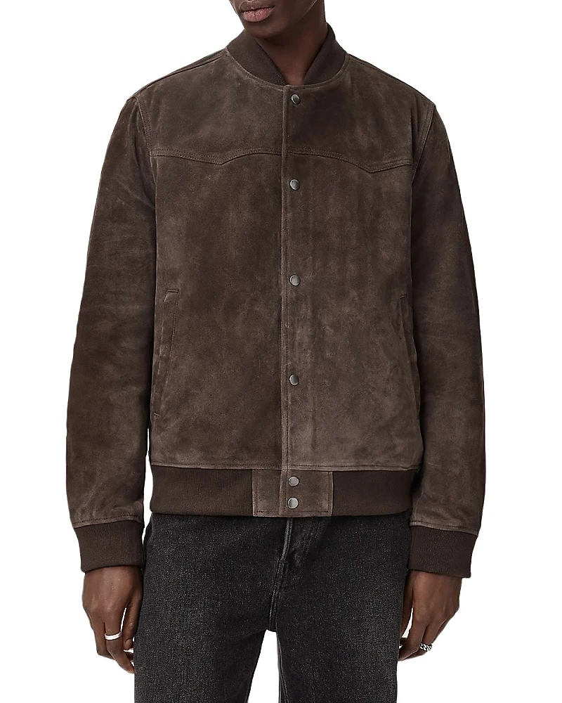 Allsaints Stafford Relaxed Fit Suede Bomber Jacket