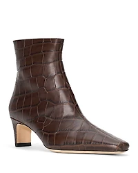 Staud Women's Wally Croc-Embossed Ankle Boots