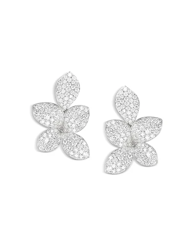 Pasquale Bruni 18K White Gold Giardini Segreti Diamond Pave Cluster Flower Statement Earrings
