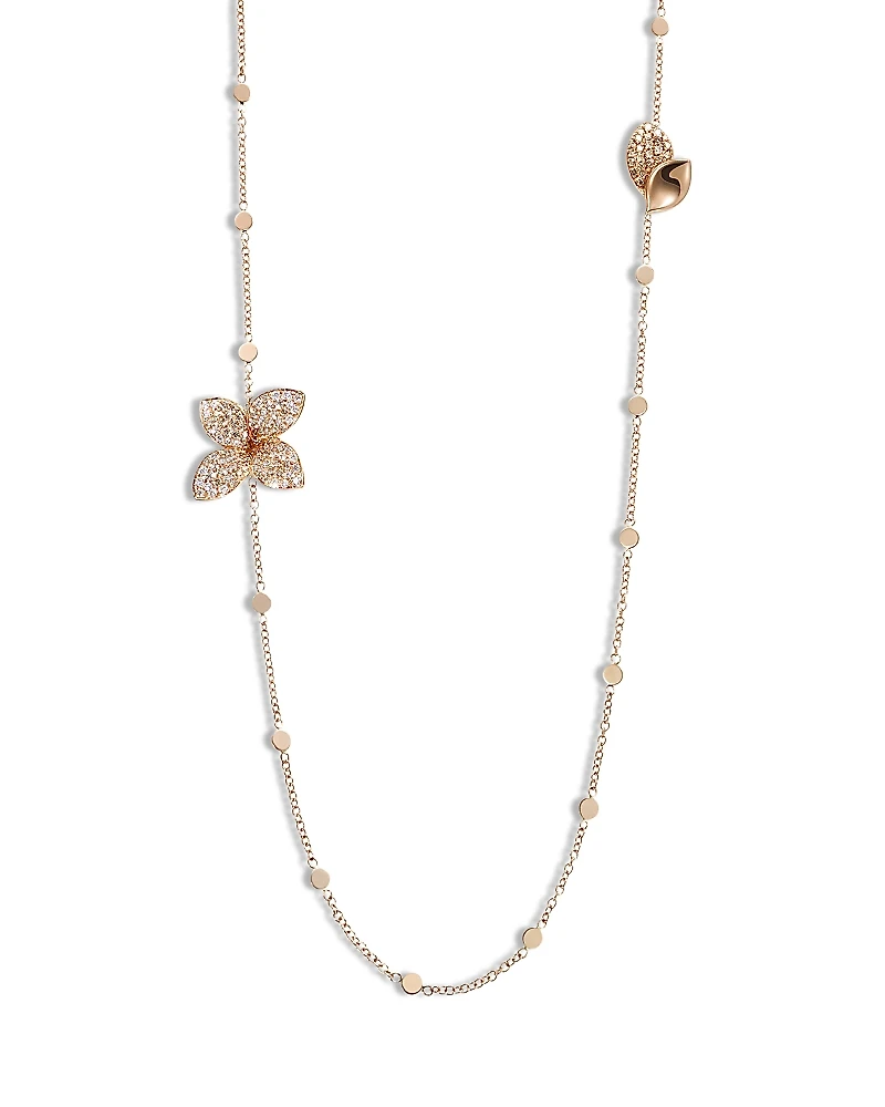 Pasquale Bruni 18K Rose Gold Giardini Segreti Champagne Diamond Flower Opera Necklace, 28.7