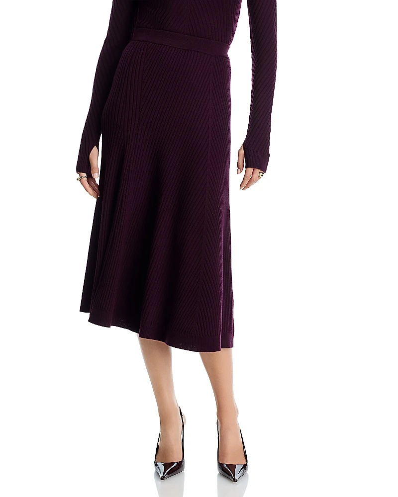 Victoria Beckham Ribbed Knit Midi Skirt