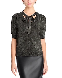 T Tahari Elbow Sleeve Metallic Top