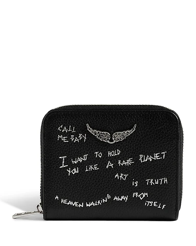 Zadig & Voltaire Mini Zv Graffiti Leather Zip Wallet