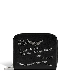 Zadig & Voltaire Mini Zv Graffiti Leather Zip Wallet