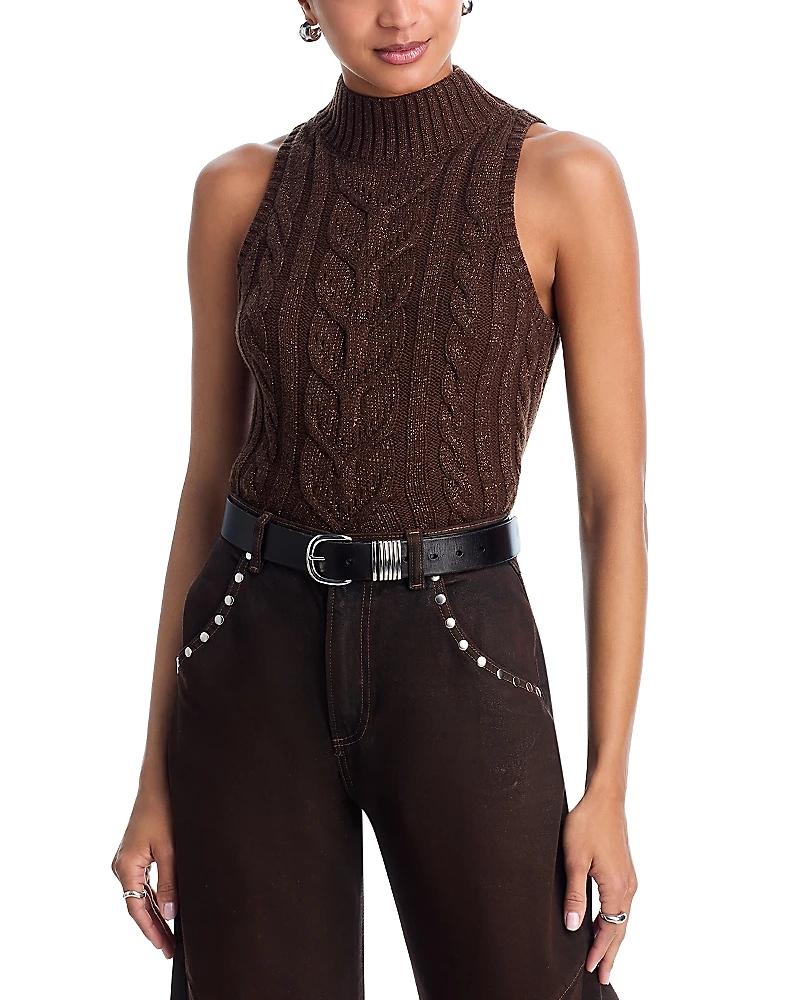L'Agence Bellini Cable Knit Sleeveless Sweater