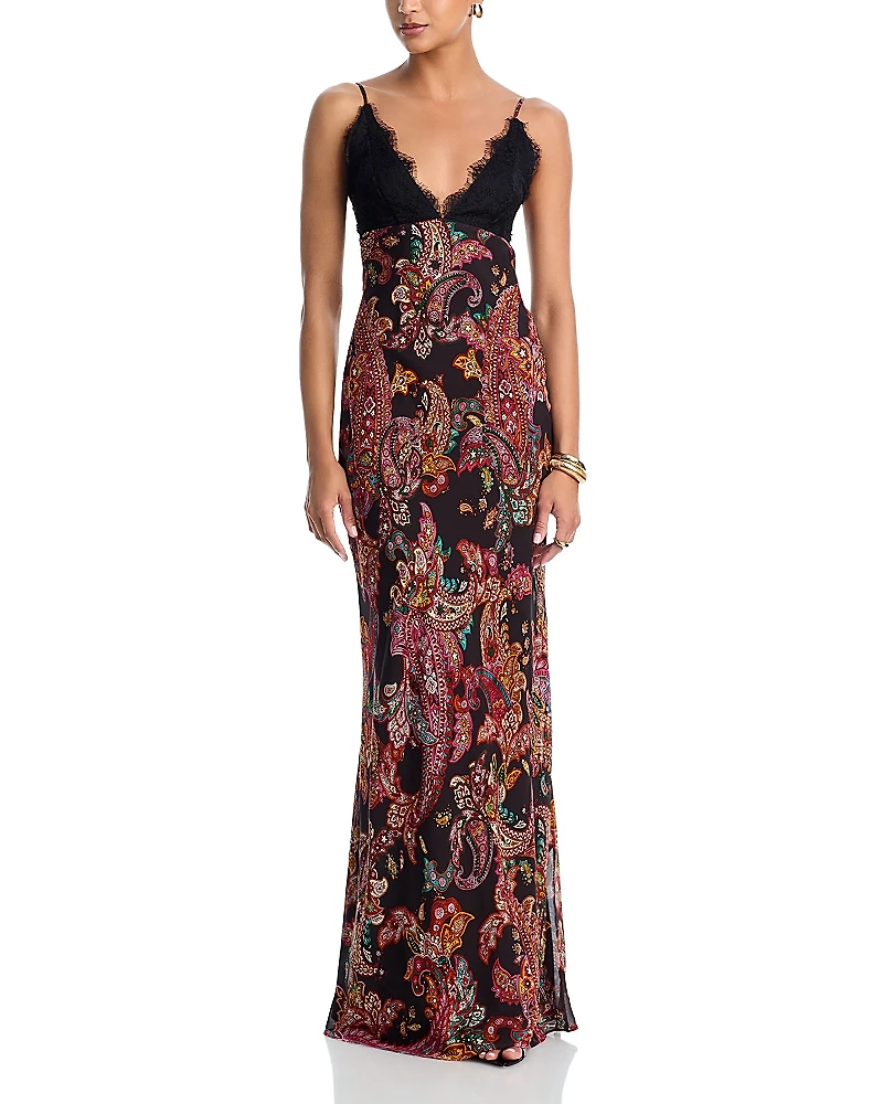 L'Agence Susanna Lace Trim Slip Dress