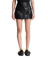 Balmain Short Lambskin Skirt