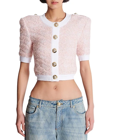 Balmain Short-Sleeved Knit Cardigan