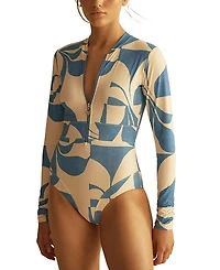 Aur OceA Ipanema Panelled Long Sleeve One Piece