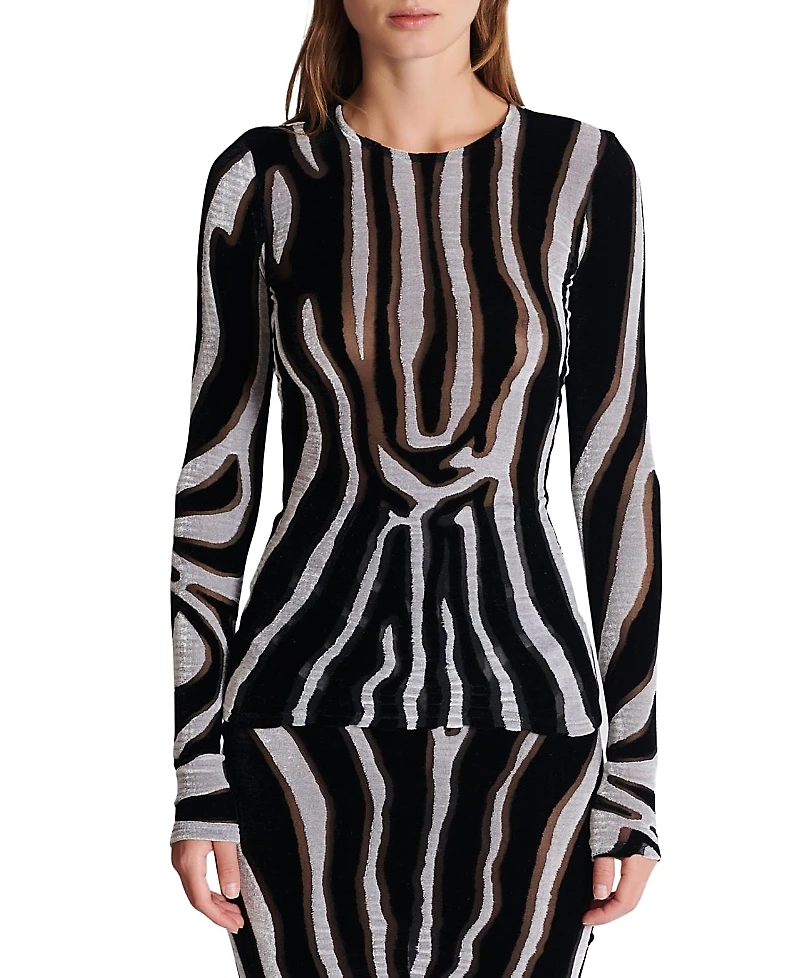 Balmain Zebra-Print Velvet Bodycon Top