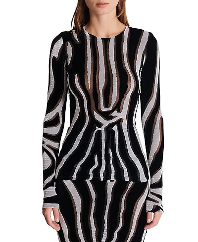 Balmain Zebra-Print Velvet Bodycon Top