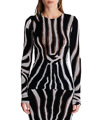 Balmain Zebra-Print Velvet Bodycon Top