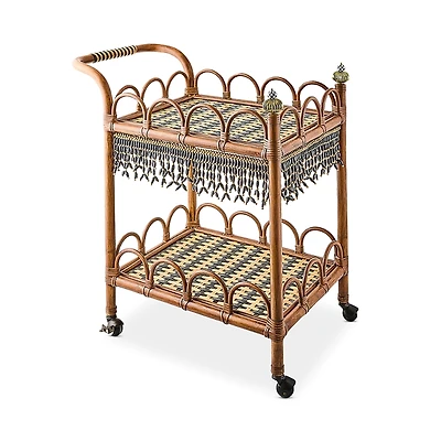 MacKenzie-Childs Wild Indoors Rattan Bar Cart