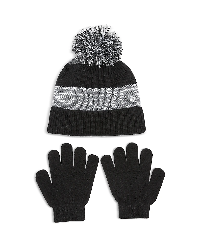 Capelli Boys' Color Blocked Striped Knit Cuff Beanie & Gloves Set - Little Kid, Big Kid
