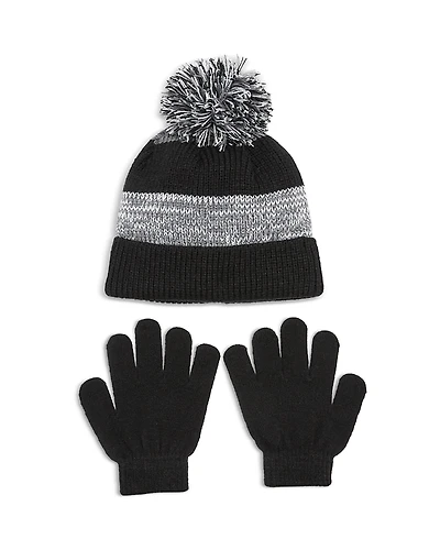 Capelli Boys' Color Blocked Striped Knit Cuff Beanie & Gloves Set - Little Kid, Big Kid