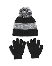 Capelli Boys' Color Blocked Striped Knit Cuff Beanie & Gloves Set - Little Kid, Big Kid