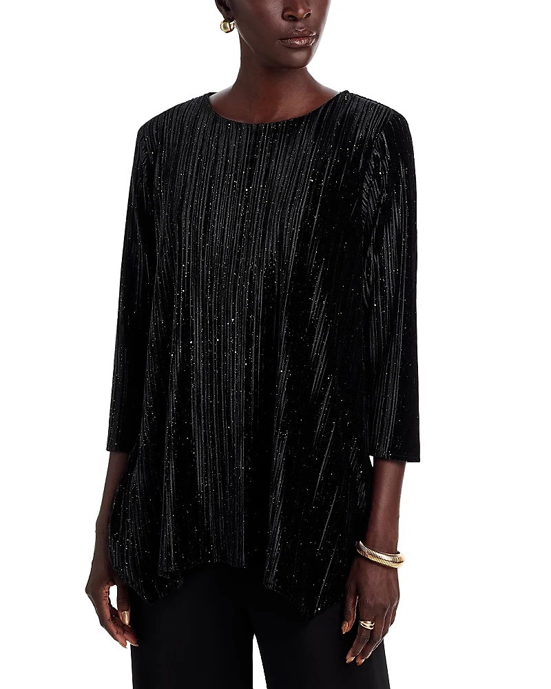 Caroline Rose Velvet Pleated Party Top