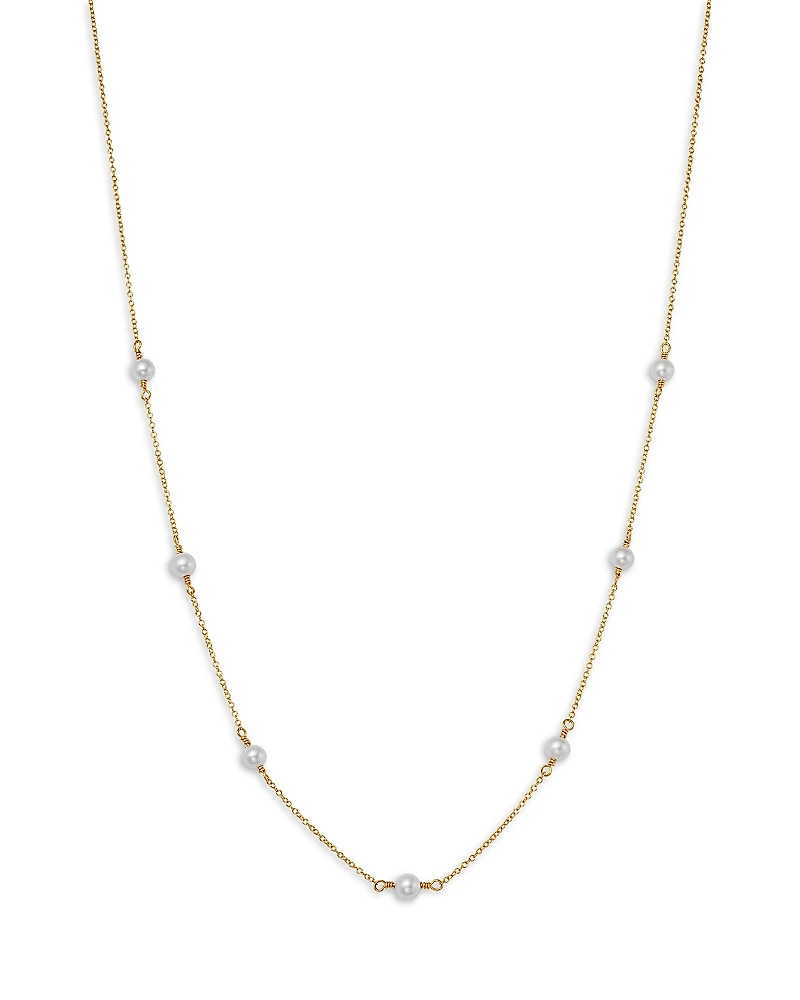Zoe Chicco 14K Yellow Gold White Pearls Cultured Freshwater Pearl Station Statement Necklace, 16-18